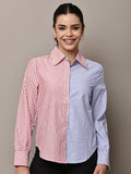 Begumpan Red & Blue Dual-Tone Striped Shirt - Red And Blue