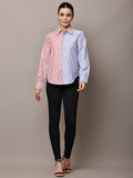 Begumpan Red & Blue Dual-Tone Striped Shirt - Red And Blue