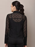 Begumpan Lace Full-Sleeve Sheer Shirt - Black