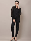 Begumpan Lace Full-Sleeve Sheer Shirt - Black