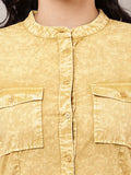 Begumpan Washed Mandarin Collar Shirt - Yellow