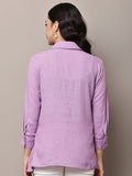 Begumpan Lavender Textured Layered Shirt Style Top - Lavender