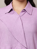 Begumpan Lavender Textured Layered Shirt Style Top - Lavender