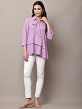 Begumpan Lavender Textured Layered Shirt Style Top - Lavender