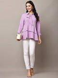 Begumpan Lavender Textured Layered Shirt Style Top - Lavender
