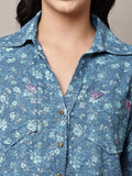 Begumpan Floral Printed Shirt - Blue