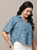 Begumpan Floral Printed Shirt - Blue