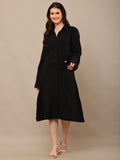 Begumpan Premium Dbl Cotton Solid Dress - Black