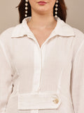 Begumpan Premium Dbl Cotton Solid Dress - White