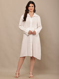 Begumpan Premium Dbl Cotton Solid Dress - White