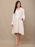 Begumpan Premium Dbl Cotton Solid Dress - White
