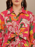 Begumpan Premium Printed Schiffle Shirt Dress - Pink Multi