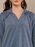 Begumpan Premium Pullover Acid Wash Hoodie - Blue