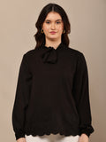 Begumpan Flower Emboridery Top - Black