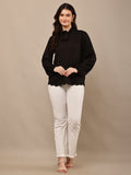 Begumpan Flower Emboridery Top - Black