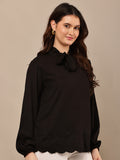 Begumpan Flower Emboridery Top - Black