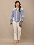 Begumpan Mix Match Flower Lace Shirt - Blue