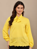 Begumpan Flower Emboridery Top - Yellow