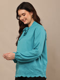 Begumpan Flower Emboridery Top - Turquoise