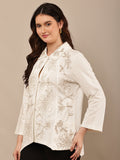 Begumpan Flower Embroidery Jacket - White