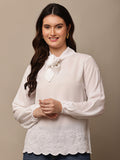 Begumpan Flower Emboridery Top - White