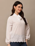 Begumpan Flower Emboridery Top - White
