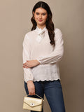Begumpan Flower Emboridery Top - White