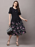 Begumpan Floral Printed Dress - Black