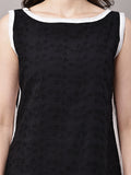 Begumpan Solid Embroidered Dress - Black
