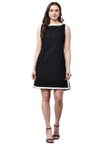 Begumpan Solid Embroidered Dress - Black