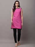 Begumpan Solid Embroidered Dress - Pink