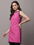 Begumpan Solid Embroidered Dress - Pink