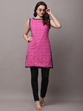 Begumpan Solid Embroidered Dress - Pink