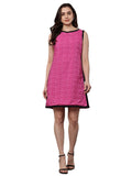Begumpan Solid Embroidered Dress - Pink