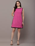 Begumpan Solid Embroidered Dress - Pink