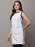 Begumpan Solid Embroidered Dress - White