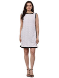Begumpan Solid Embroidered Dress - White