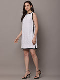 Begumpan Solid Embroidered Dress - White