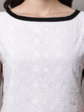 Begumpan Solid Embroidered Dress - White