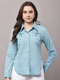 Begumpan Cotton Tree Beaded Shirt - Blue