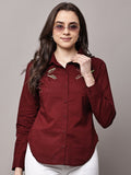 Begumpan Cotton Tree Beaded Shirt - Cherry