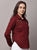 Begumpan Cotton Tree Beaded Shirt - Cherry