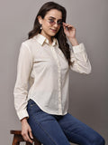 Begumpan Cotton Tree Beaded Shirt - Cream