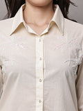 Begumpan Cotton Tree Beaded Shirt - Cream