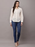 Begumpan Cotton Tree Beaded Shirt - Cream