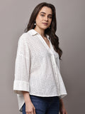Begumpan Solid Oversized Cotton Shirt - White