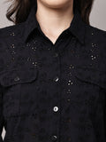 Begumpan Schiffli Long Shirt - Black