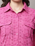 Begumpan Schiffli Long Shirt - Pink