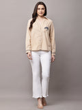 Begumpan Cotton Tree Embroidered Shirt - Beige