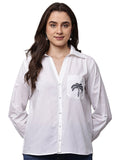 Begumpan Cotton Tree Embroidered Shirt - White